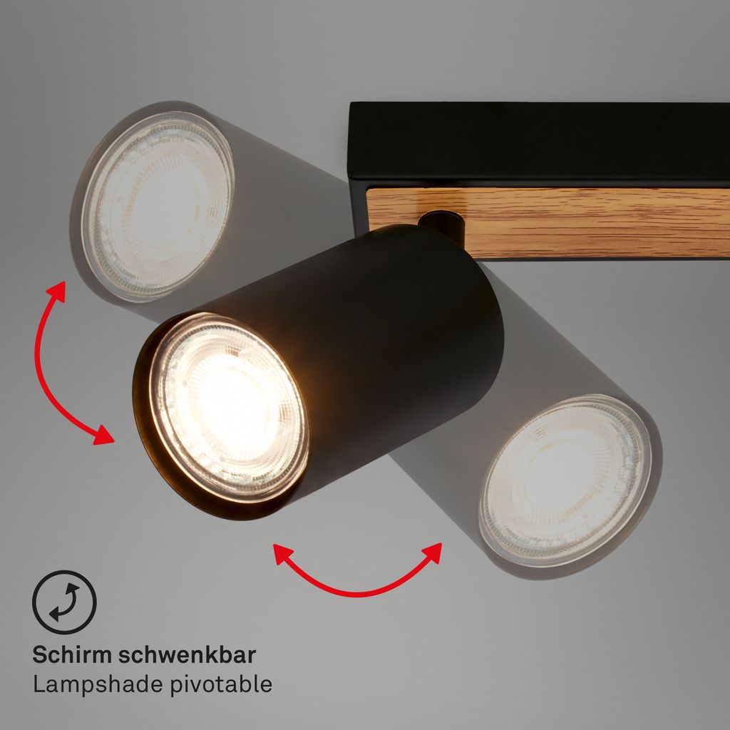 Deckenstrahler Deckenleuchte Deckenlampe Schlafzimmer Schwenkbar 2-flammig Holz 4