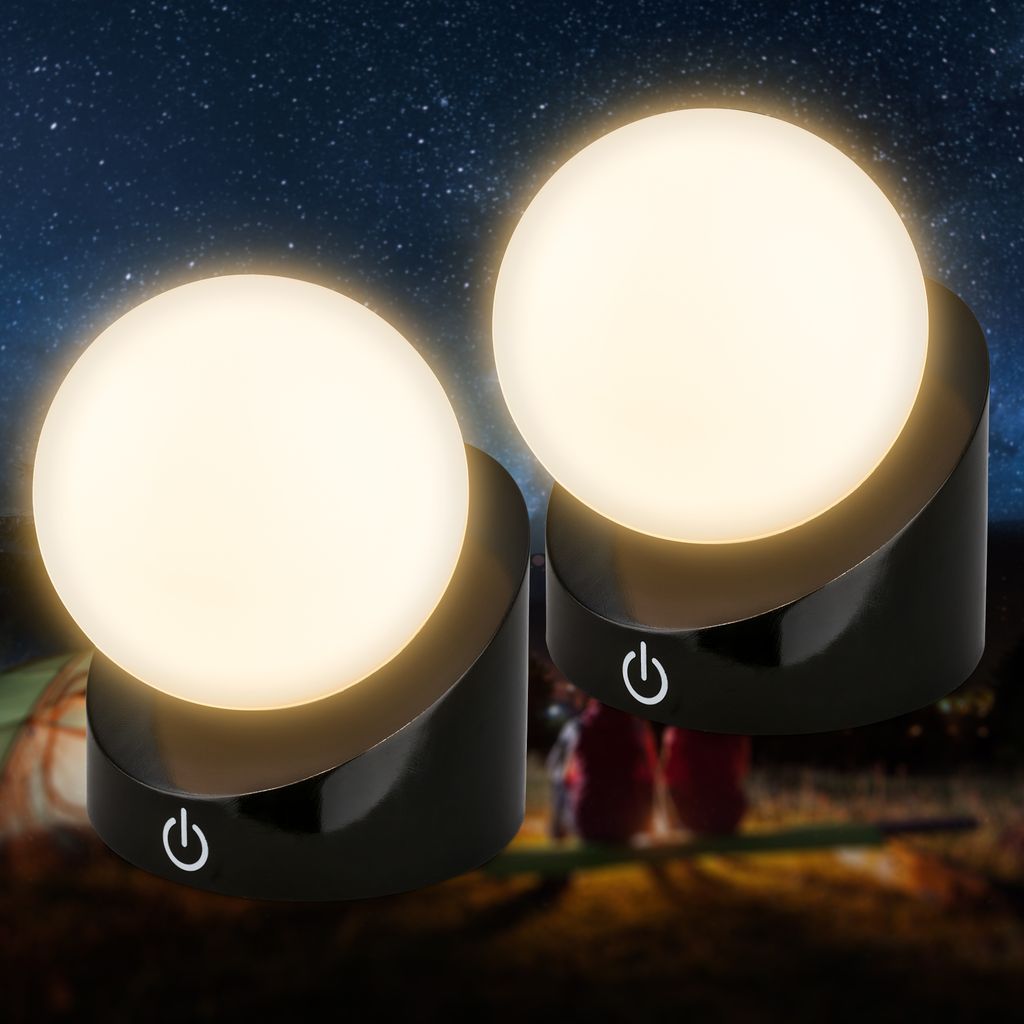 Sora Mini LED Tischlampe kabellos IP54, Dimmbar, Touch, 2er Set, Schwarz