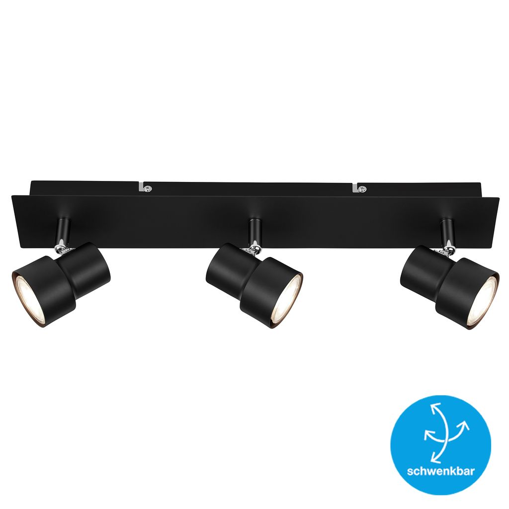 LED Deckenstrahler ? 3-flammig, Spots dreh- & schwenkbar, 15 W, GU10, Warmweiß, Schwarz