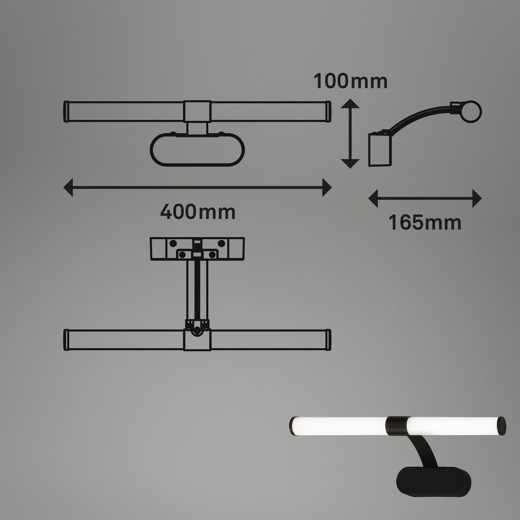 LED Spiegelleuchte 40 cm 4000 Kelvin 6 Watt 720lm schwarz Briloner 7
