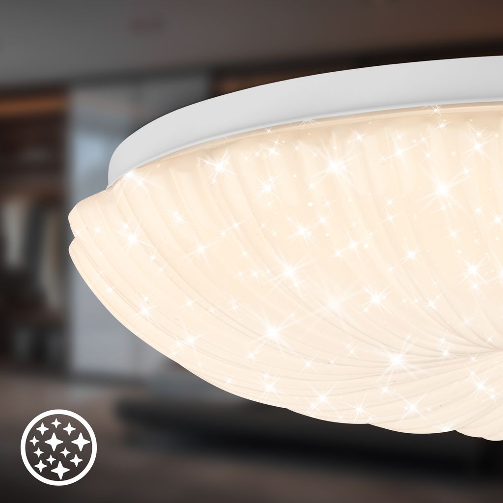 Cosmo Deckenlampe Ø38,5 cm - 24W, 2600lm, LED, Warmweiß, Sternenhimmel, Weiß