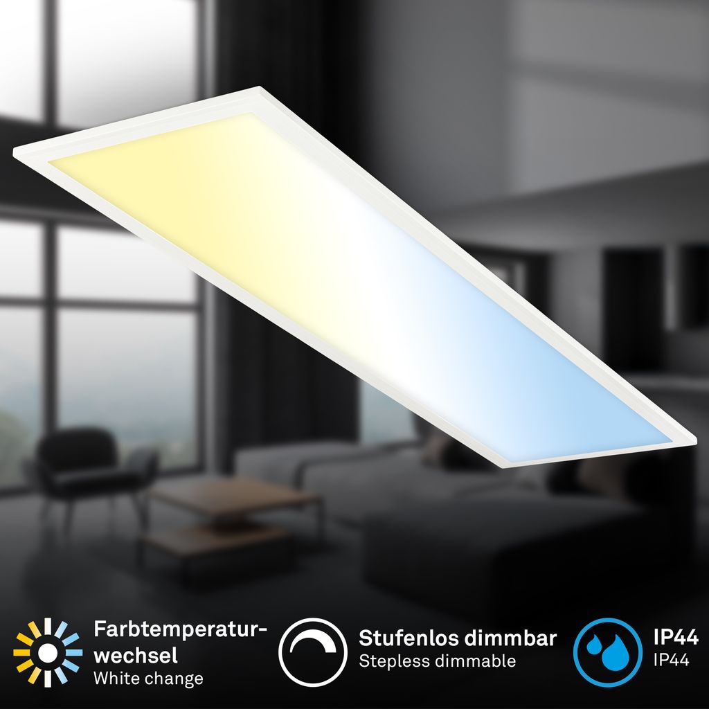 Piatto LED Panel 100x25 cm - 24W, 2600lm, Dimmbar, Fernbedienung, CCT, Weiß