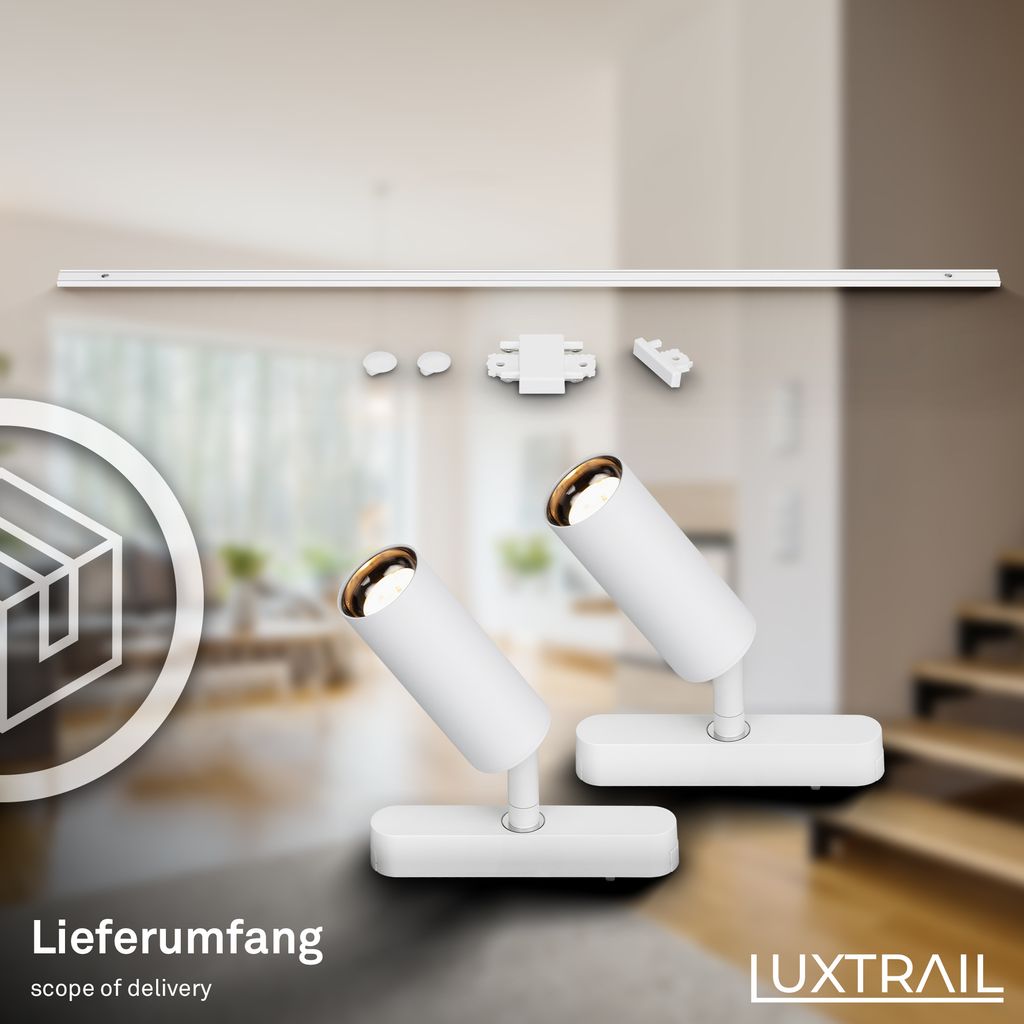 Briloner Luxtrail Schienensystem, Erweiterungsset, 2x LED Spots, Weiß
