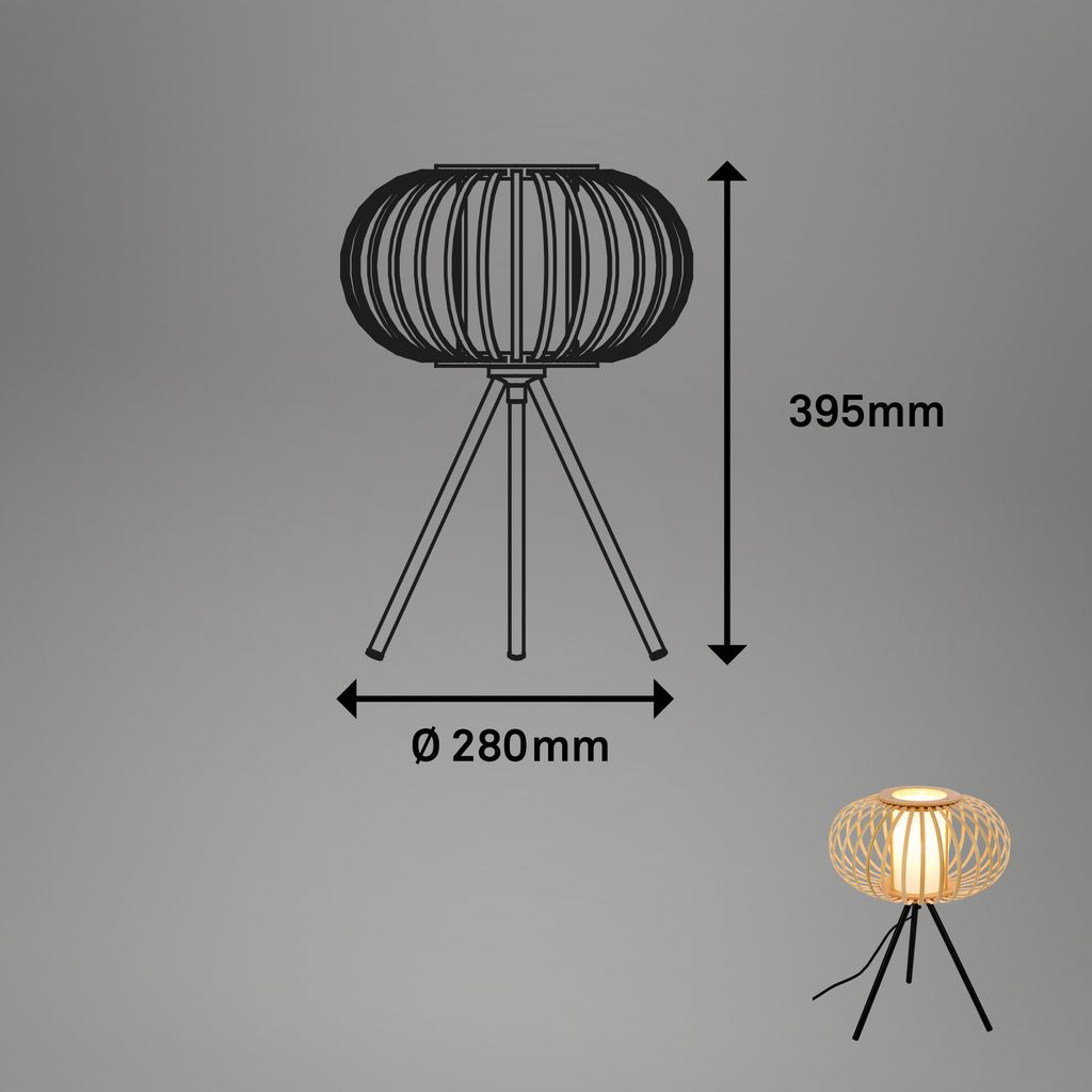 Tischleuchte, 39,5 cm, 1x E27, max. 10W, Bambus