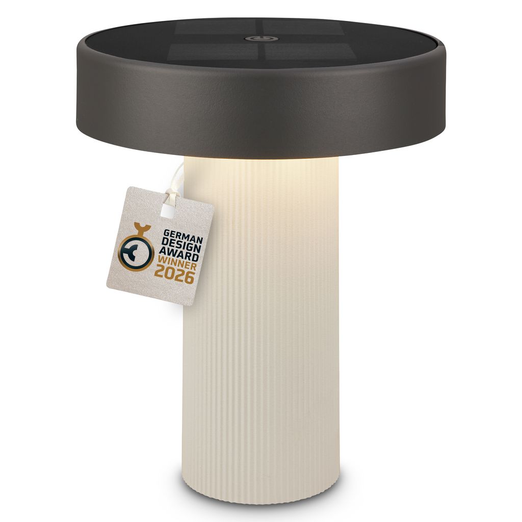 Poga Tischlampe - 1W, 150lm, Kabellos, LED, Dimmbar, Solar, Altweiß, Anthrazit