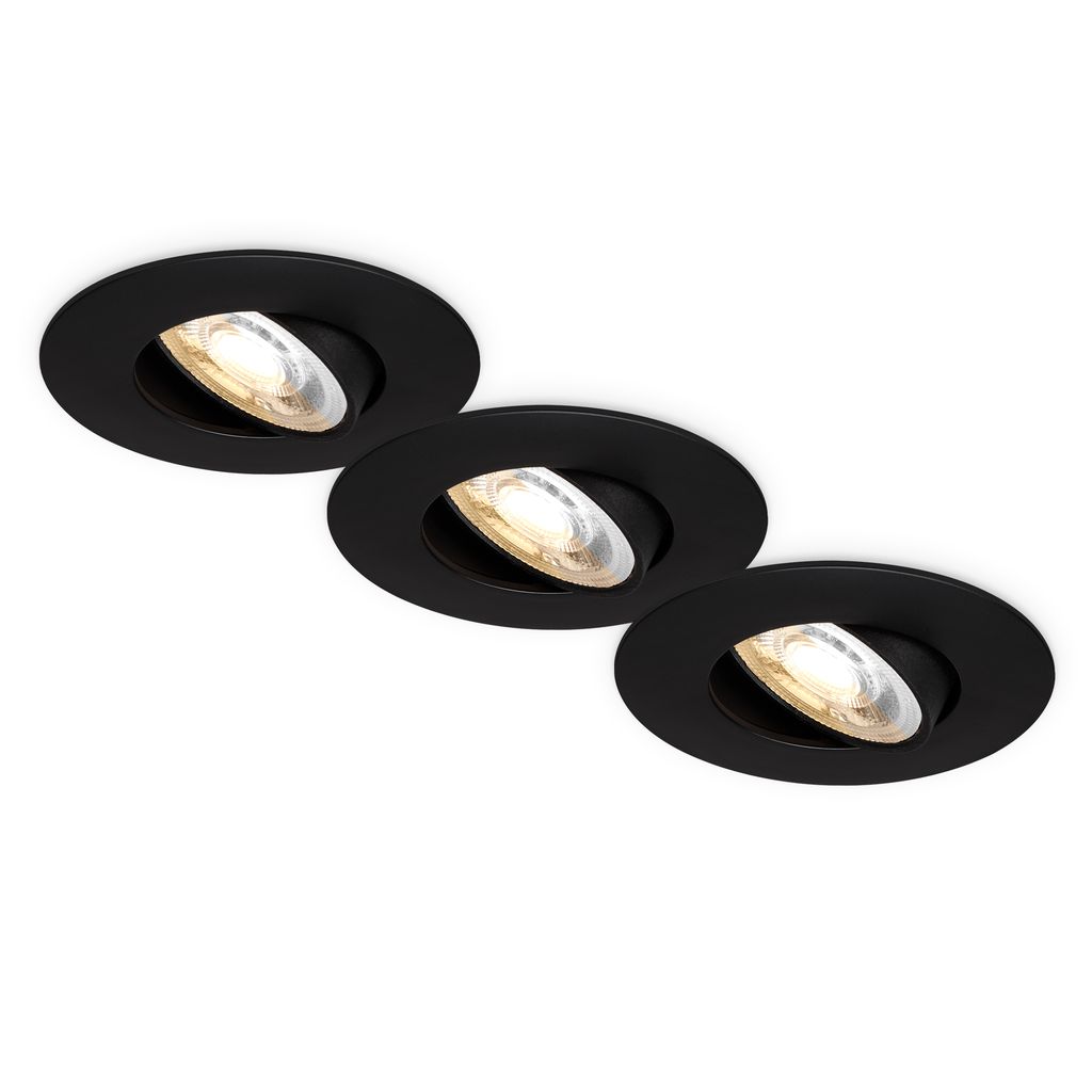 Dimara LED Einbaustrahler 68mm 3er Set - 230V, 4,9W, 460lm, CTS Schalter, Schwarz