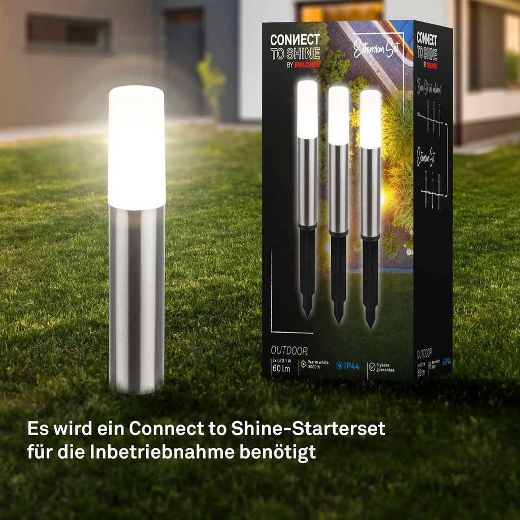CONNECT TO SHINE Erweiterungsset Junca mit 3er Set LED Wegeleuchten. IP44 8