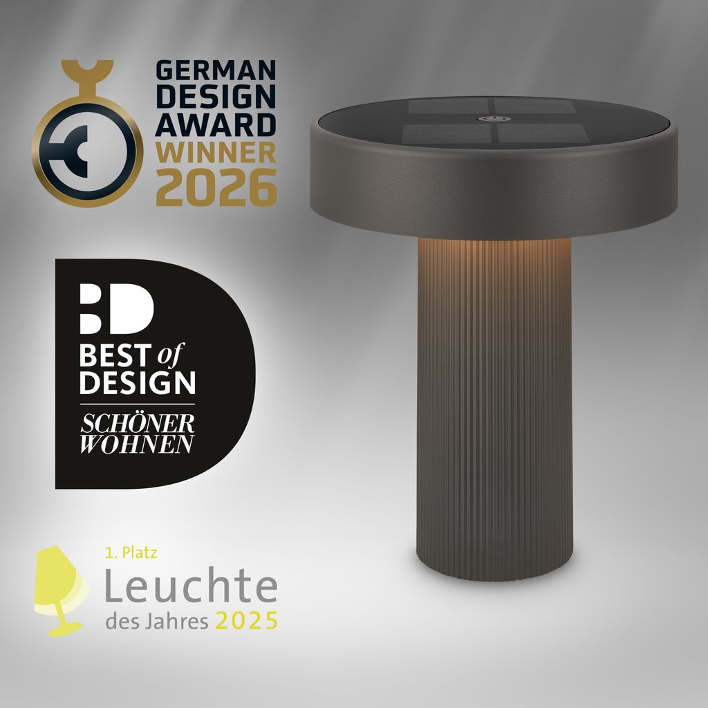 Poga Tischlampe - 1W, 150lm, Kabellos, LED, Dimmbar, Solar, Anthrazit
