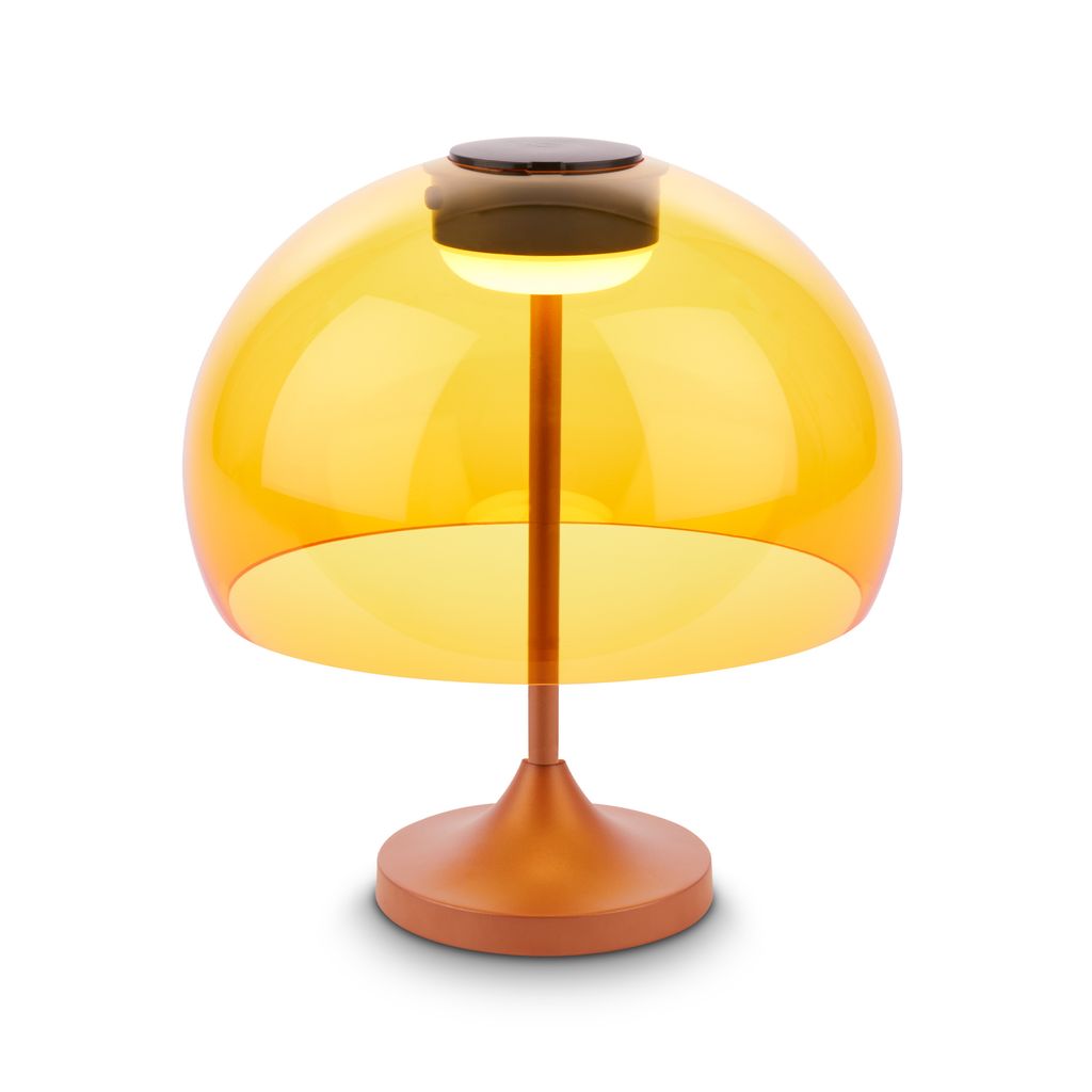Oimara Tischlampe - Akku, LED, Dimmbar, Touch, inkl. Getränkehalter, IP44, Warmweißes Licht, Orange