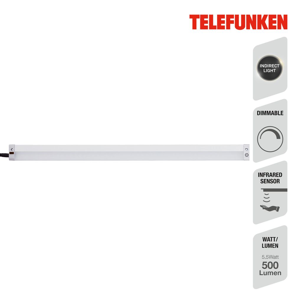 Telefunken Sensor Unterbauleuchte. 50 cm. 9 W. 700 lm. Silber 1