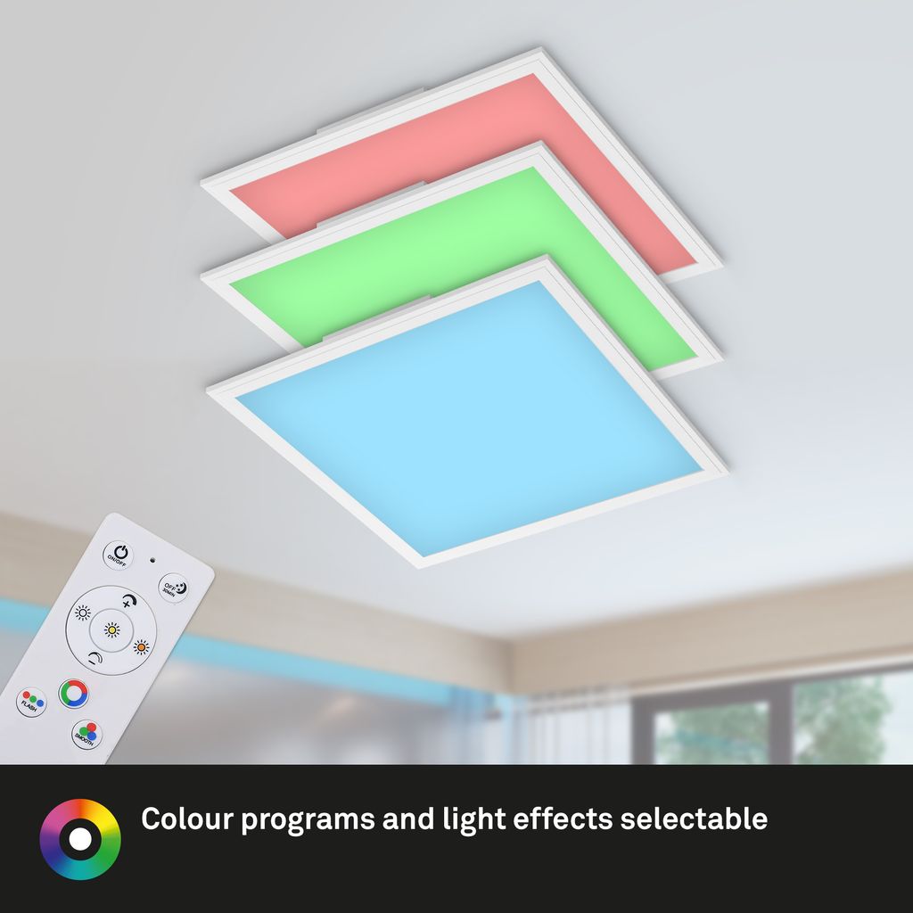LED Panel Ultraflach RGB CCT Deckenlampe Weiß Dimmbar Kunststoff 24W Briloner 10