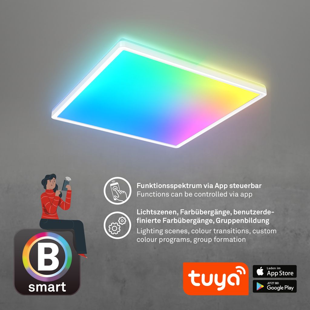 B smart RGB/W-LED Panel, 42 cm, LED-Platine, 22 W, 2700 lm, weiß