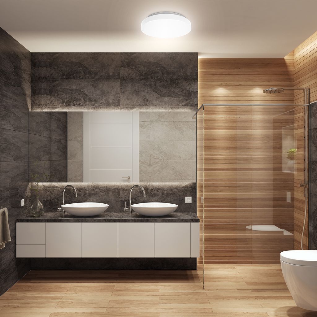 B.K.Licht LED Bathroom Ceiling Light, Built-in 12W LED Board, 1200lm, Neutral White 4000K, Ø11.4in/29cm, IP44 Splash Water Protection, Modern Light Fitting, Flush Mount Ceiling Lamp