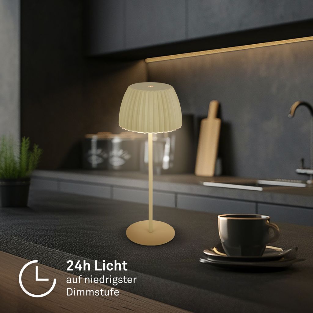 German Design Award Winner 2025 ✓ 2nd place Lamp of the Year ✓ LED table lamp cordless IP44 ✓ Stepless touch dimmer ✓ Elegant light edge ✓ Height-adjustable ✓ 14.5x36.5 cm (DxH)