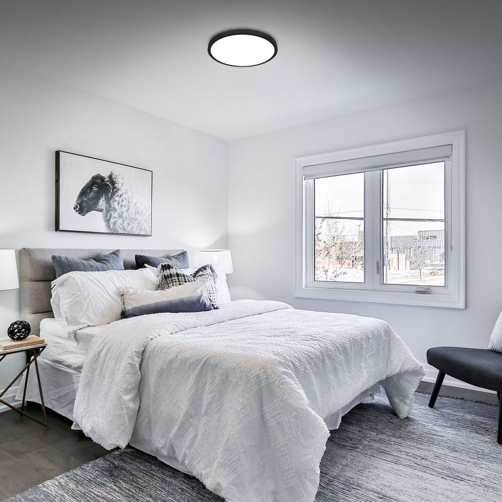 Briloner Leuchten ? LED Deckenlampe RGBW. LED Deckenleuchte Dimmbar. bunte Lichtfarben. Neutralweiß. Aufbaulampe. Fernbedienung. Schwarz. Ø380x50 mm 7