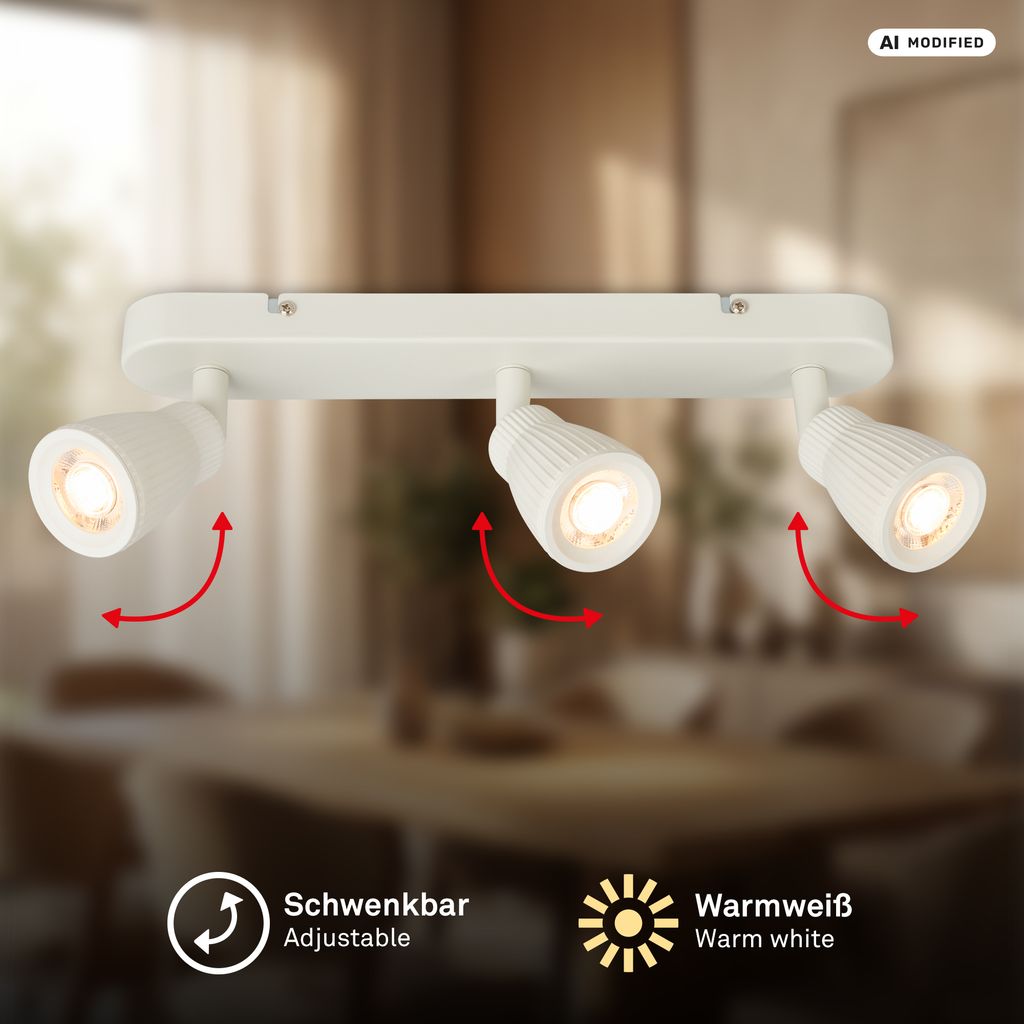 Riff Deckenstrahler 35 cm - 10,5W, 1200lm, LED, Schwenkbar, Altweiß