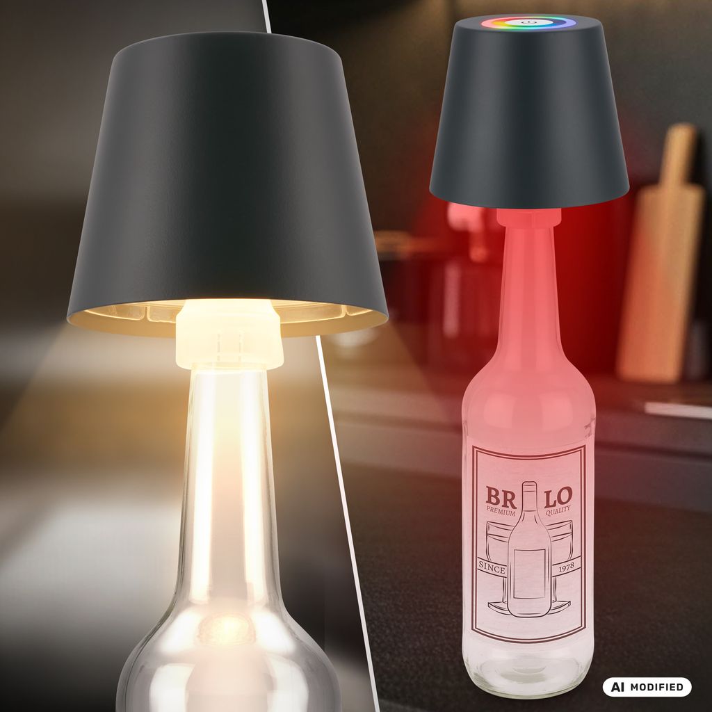 Briloner Calida 3 in 1 RGBW Tischlampe Akku IP44, Dimmbar, Touch, Anthrazit