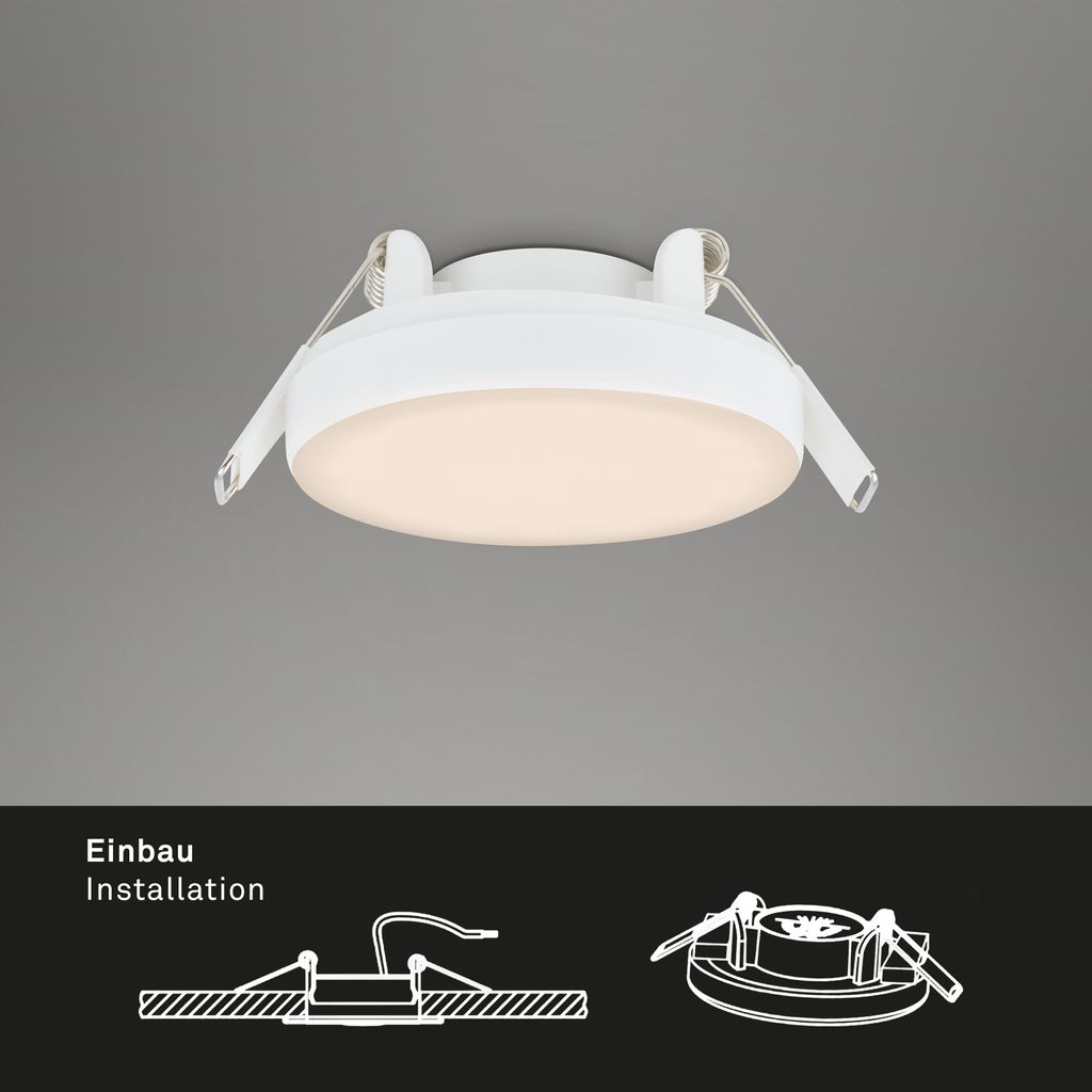 PLAT frameless LED-downlights, set of 3 I plastic-metal / white I incl. 3 x LED-platine 3W 350lm 3.000K I lifetime 25.000h, Ra>=80 I not dimmable I IP44 I 75x36mm (DxH) I Installation dimensions: 60x30mm (DxH)