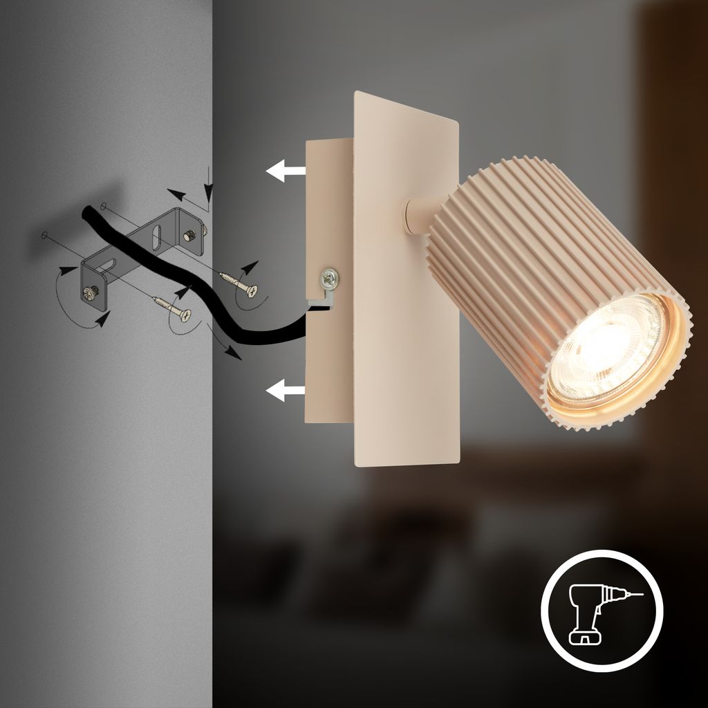 Ida Wandlampe - GU10 Fassung, max. 9W, Schwenkbar, Beige