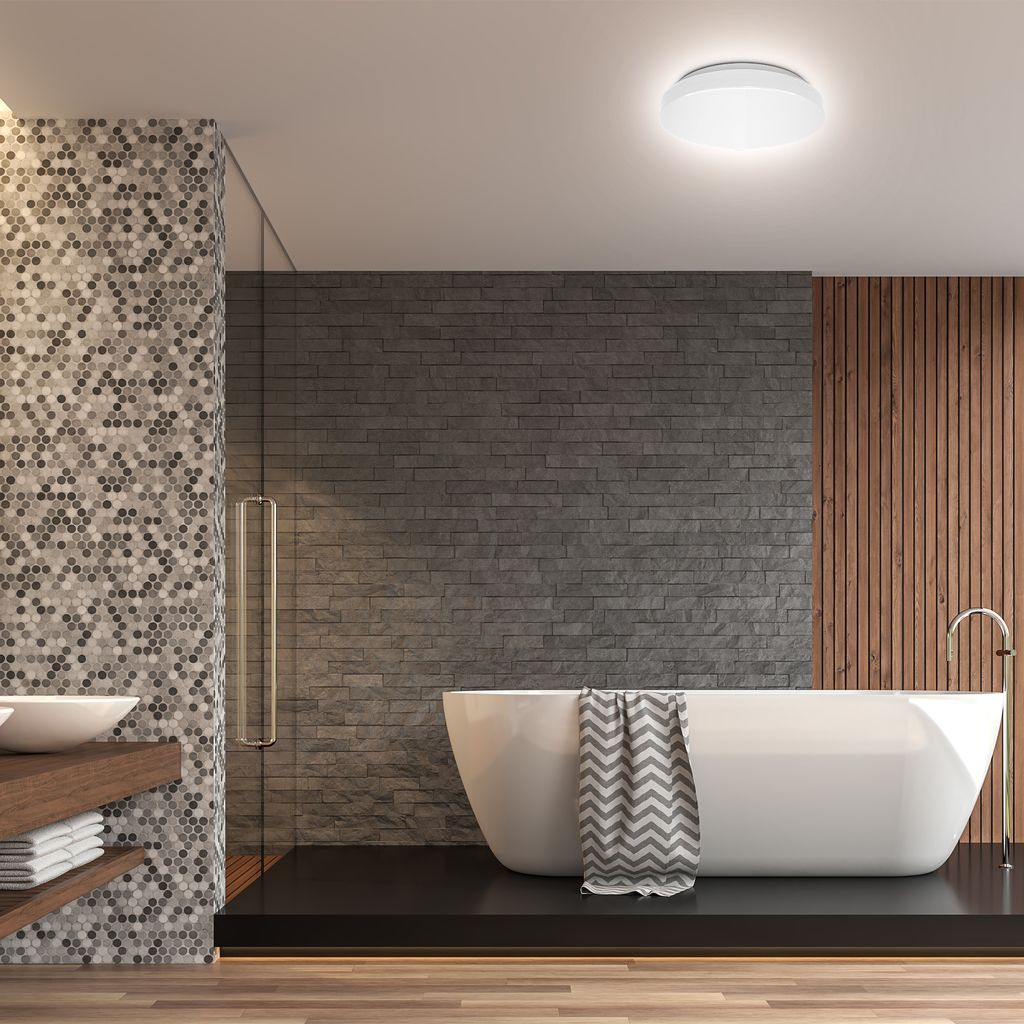 B.K.Licht LED Bathroom Ceiling Light, Built-in 12W LED Board, 1200lm, Neutral White 4000K, Ø11.4in/29cm, IP44 Splash Water Protection, Modern Light Fitting, Flush Mount Ceiling Lamp