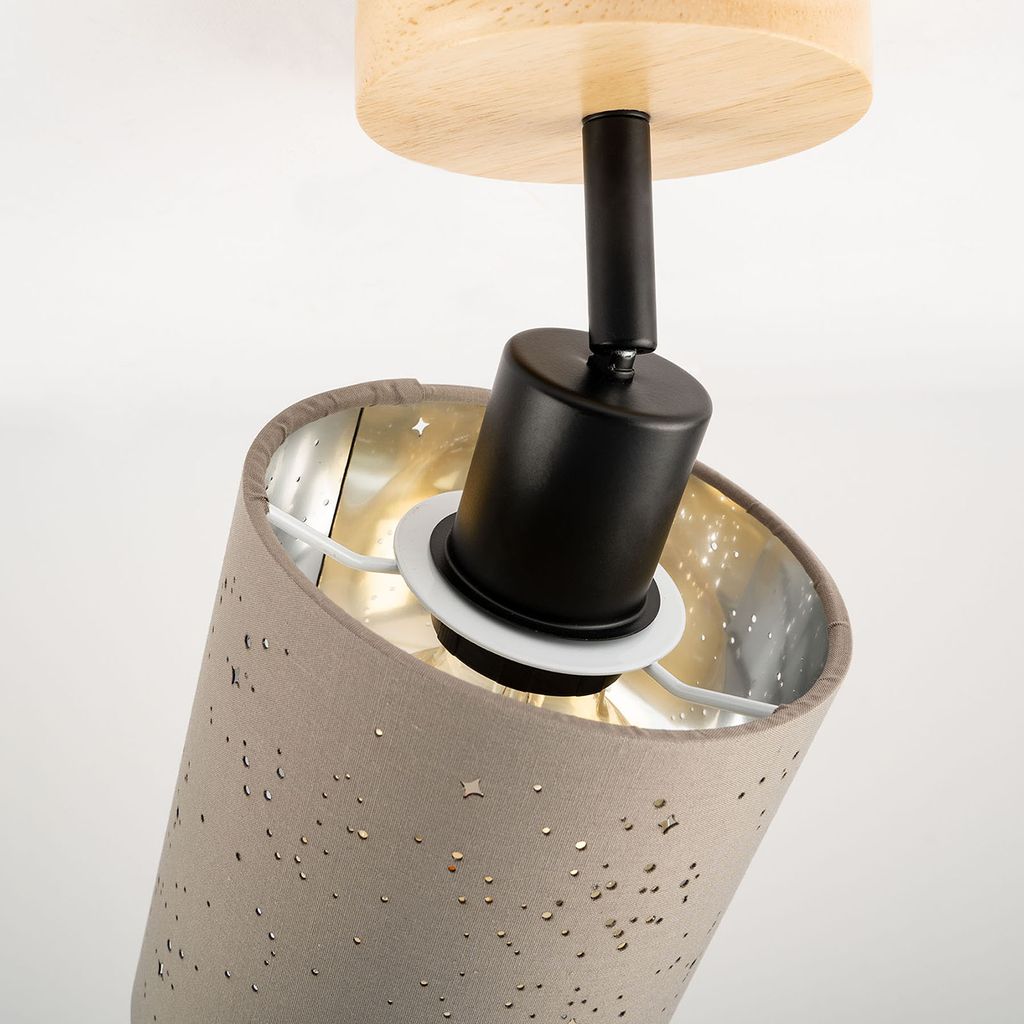 Wandleuchte Wandspot Sternendekor 1xE27 25 W taupe Metall-Holz-Stoff Briloner 5