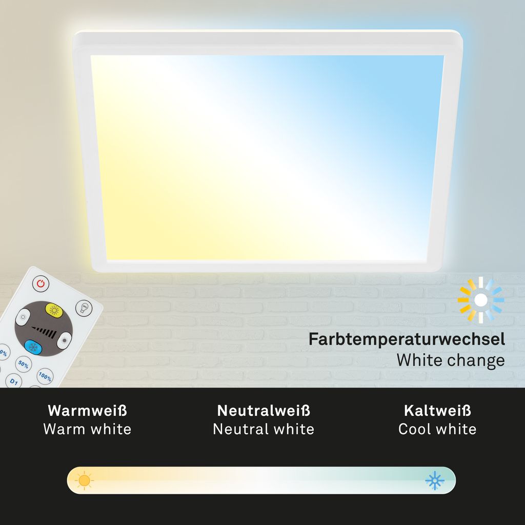 LED Panel Dimmbar Fernbedienung Ultraflach CCT 18W weiß Kunststoff Briloner 3