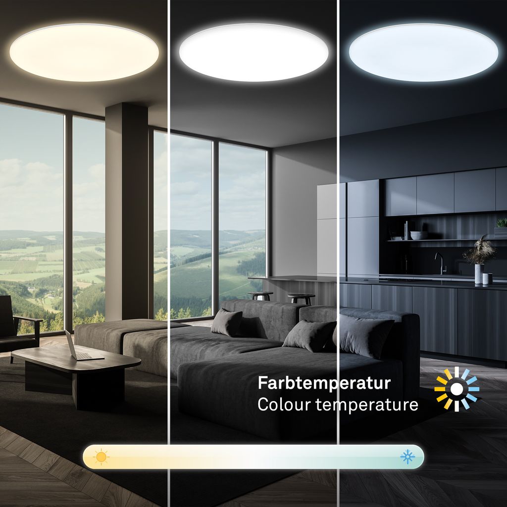 Rowny LED Badlampe, Fernbedienung, Dimmbar, CCT Funktion, Backlight, Rund 45 cm, Weiß