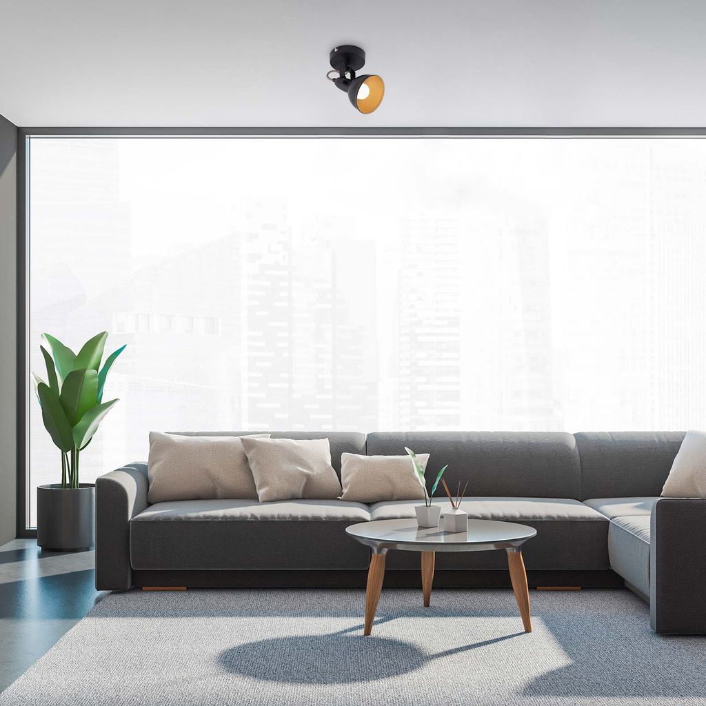 Wandspot dreh& schwenkbar Retro 1xE14 40W Metall Schwarz Ø10cm Briloner 3