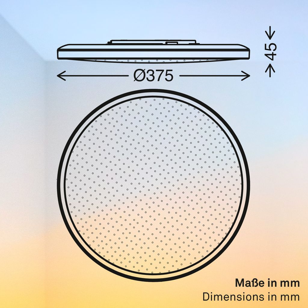 Slim Deckenlampe Ø37,5 cm - LED, AuraGlow, Farbwechsel, Dimmbar, Fernbedienung, Weiß