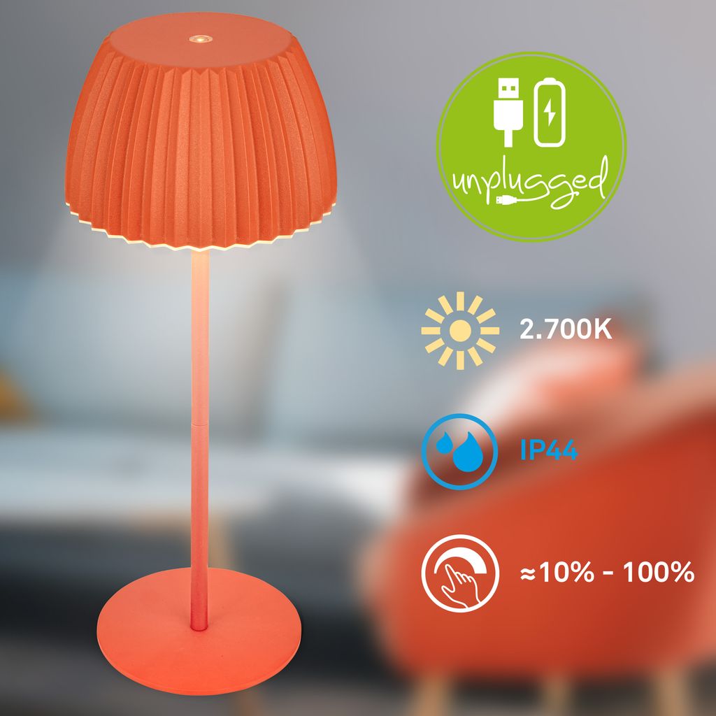 LED Tischlampe Akku LED Tischleuchte Dimmbar Kabellos Touch Aussen/Innen 8