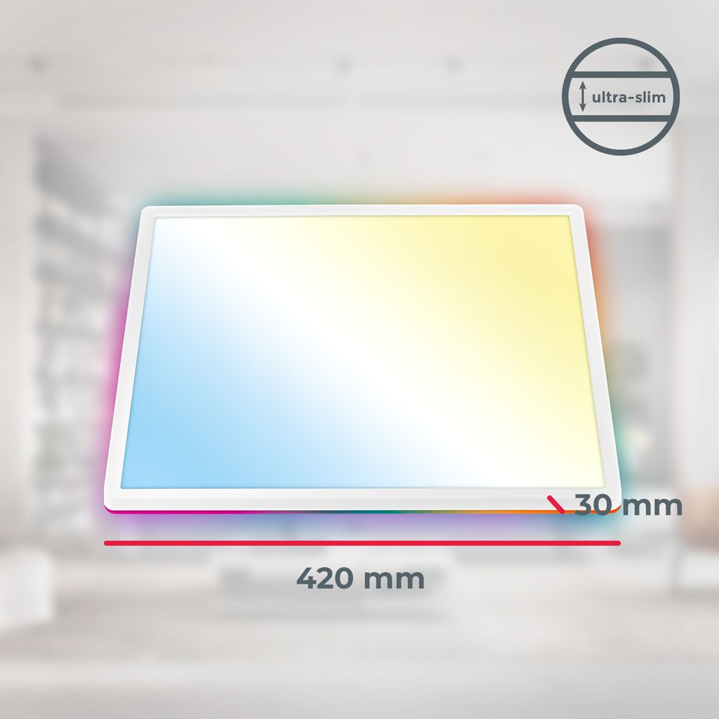 LED Panel 42x42 cm - 22W, 3000lm, dimmbar, Fernbedienung, CCT, RGB, weiß