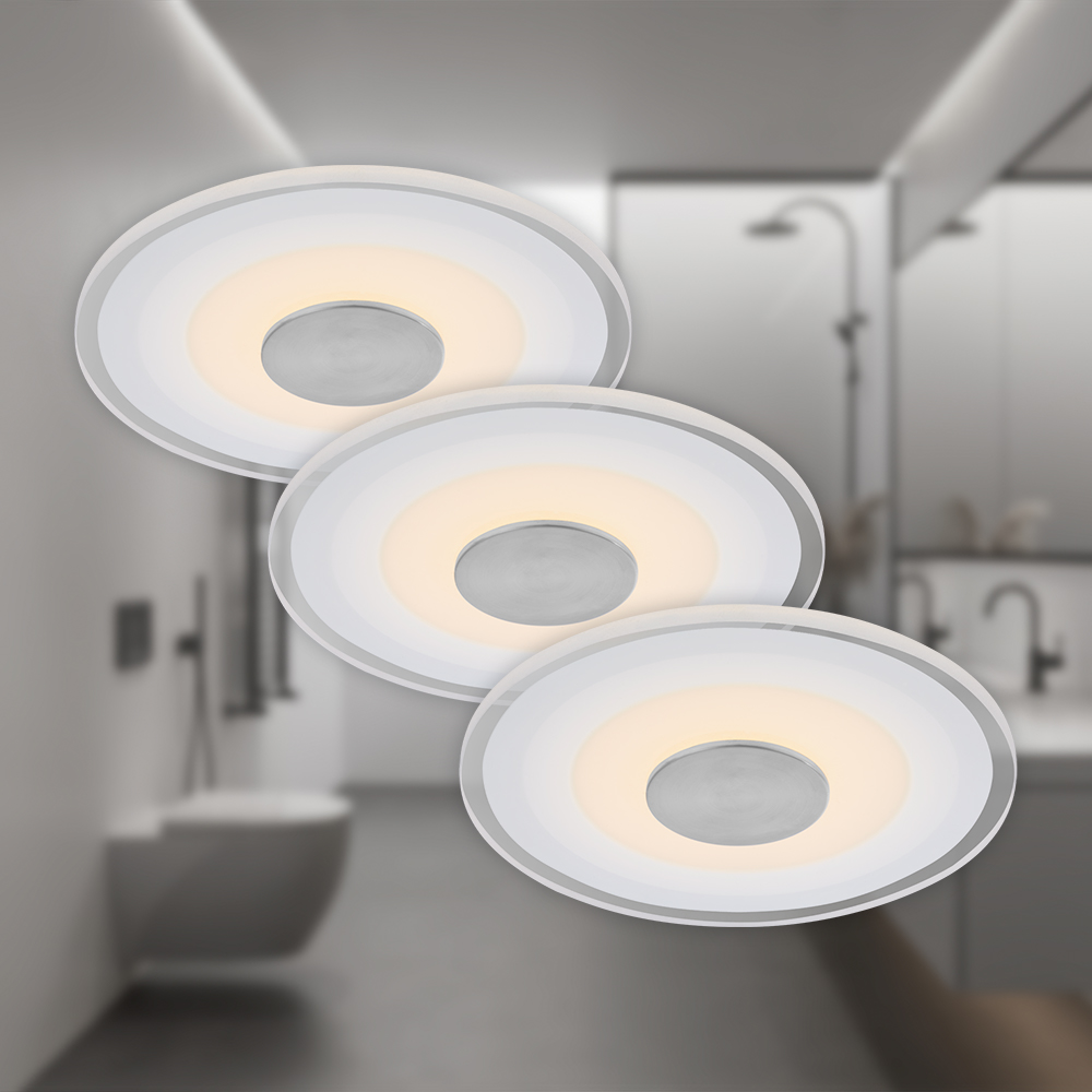 LED Einbauleuchte, Ø12 cm, 3x LED, 6 W, 650 lm, aluminiumfarbig