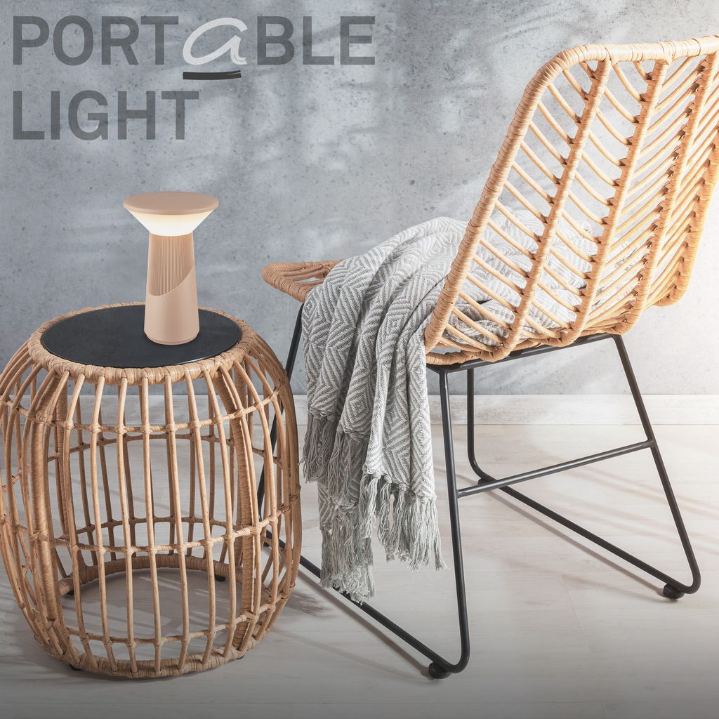 Briloner LED Tischlampe Kabellos 15x24cm 2.6W 200lm 2700K Warmweiß Dimmbar Design Award Beige - Tischleuchte Wohnzimmer Schlafzimmer Balkon 3