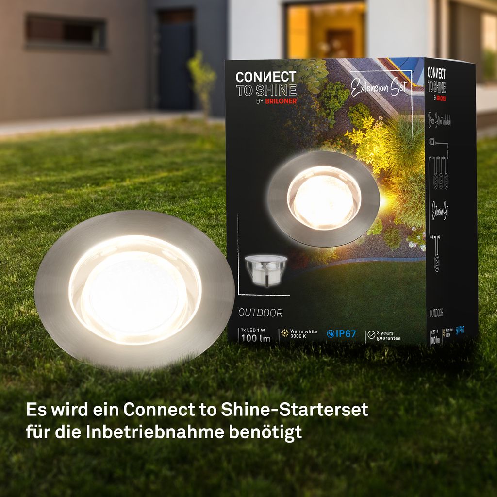 Connect to Shine Extension Padouk In-ground Spotlight - 1W, 100lm, LED, Warm White, Stainless Steel