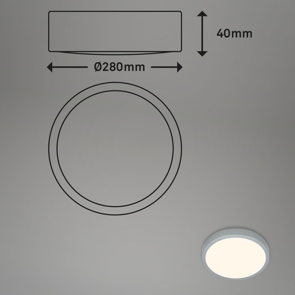 LED Deckenlampe Aufbauleuchte Werkstattlicht 4000K 16W Ø28cm silber Briloner 20