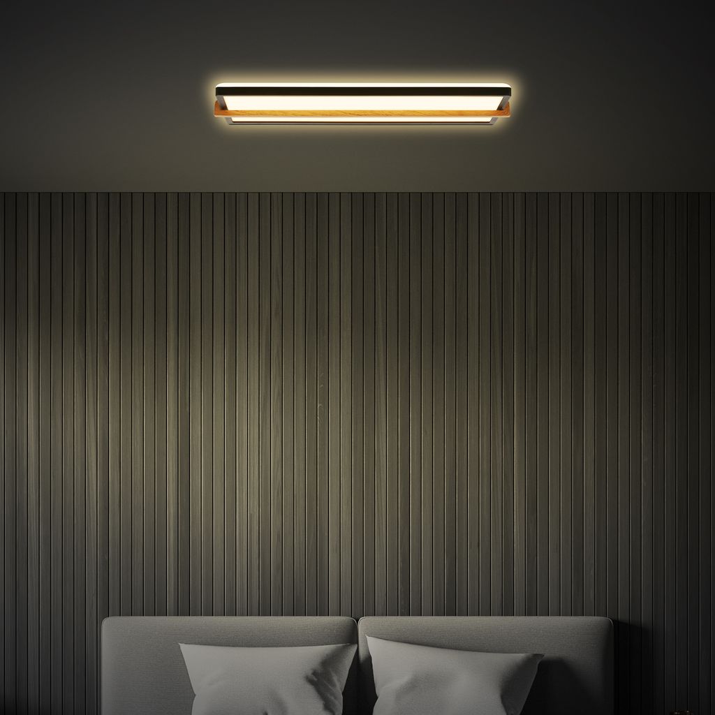 Remsa LED Deckenlampe, Holzdekor, Backlight, 60,5 cm Länge, Schwarz-Holz