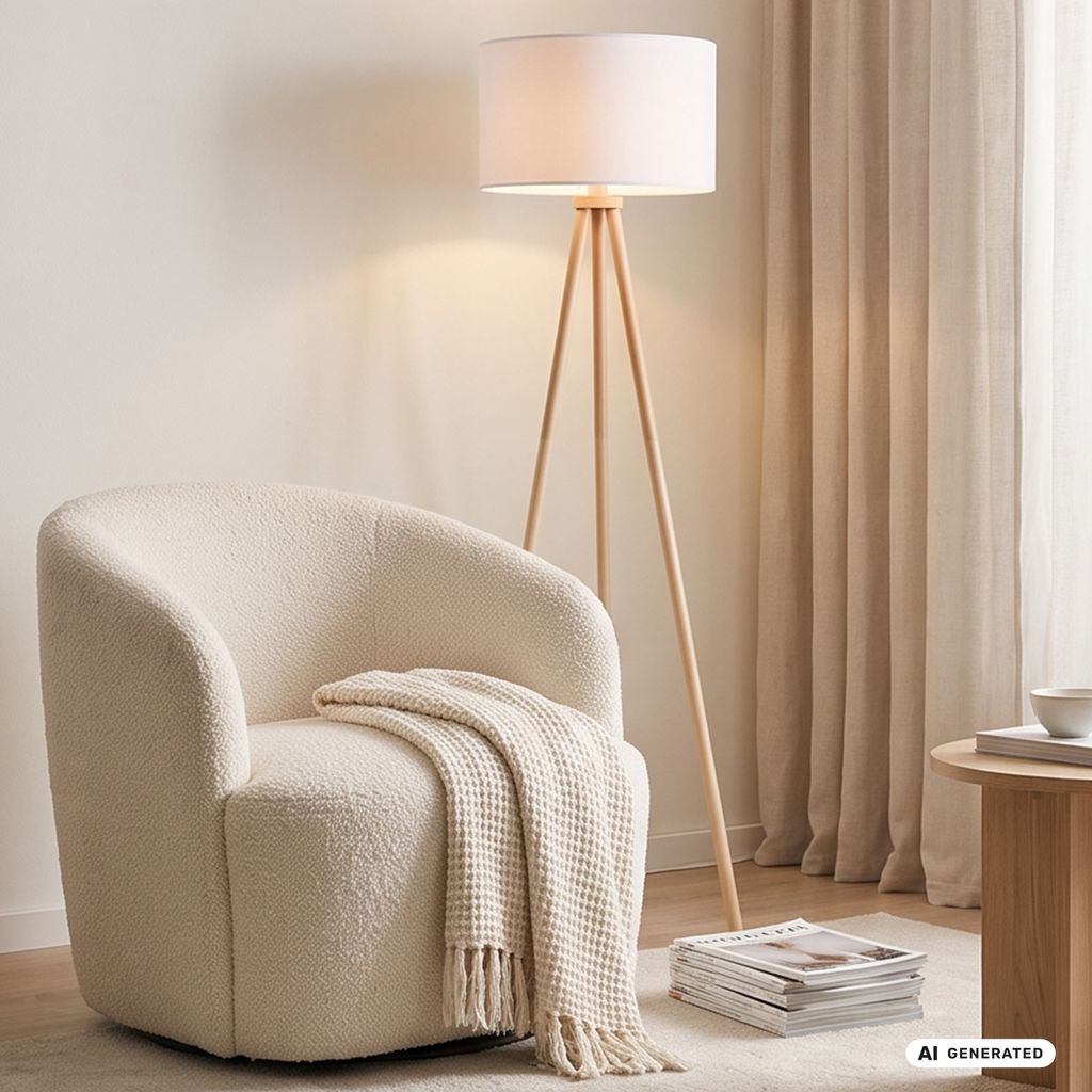 Tissu Lampadaire Ø 45,5 cm 1x exkl. E27 60W blanc