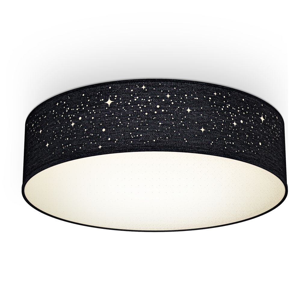 Deckenleuchte Ø38 cm - Sternenhimmel, Stoffschirm, E27, schwarz