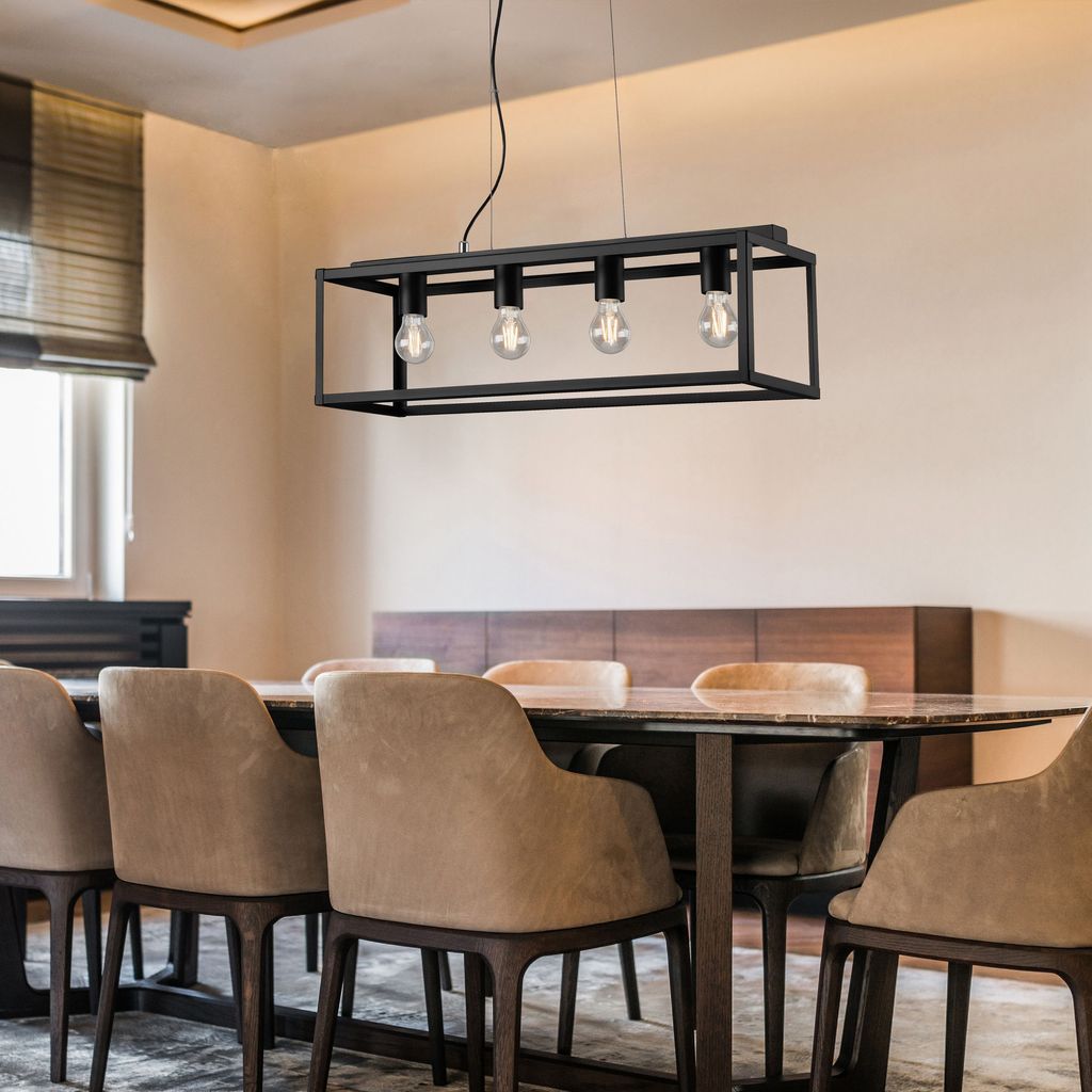 Pendelleuchte Pendellampe retro/vintage 4xE27 Metall schwarz 40W IP20 Briloner 9