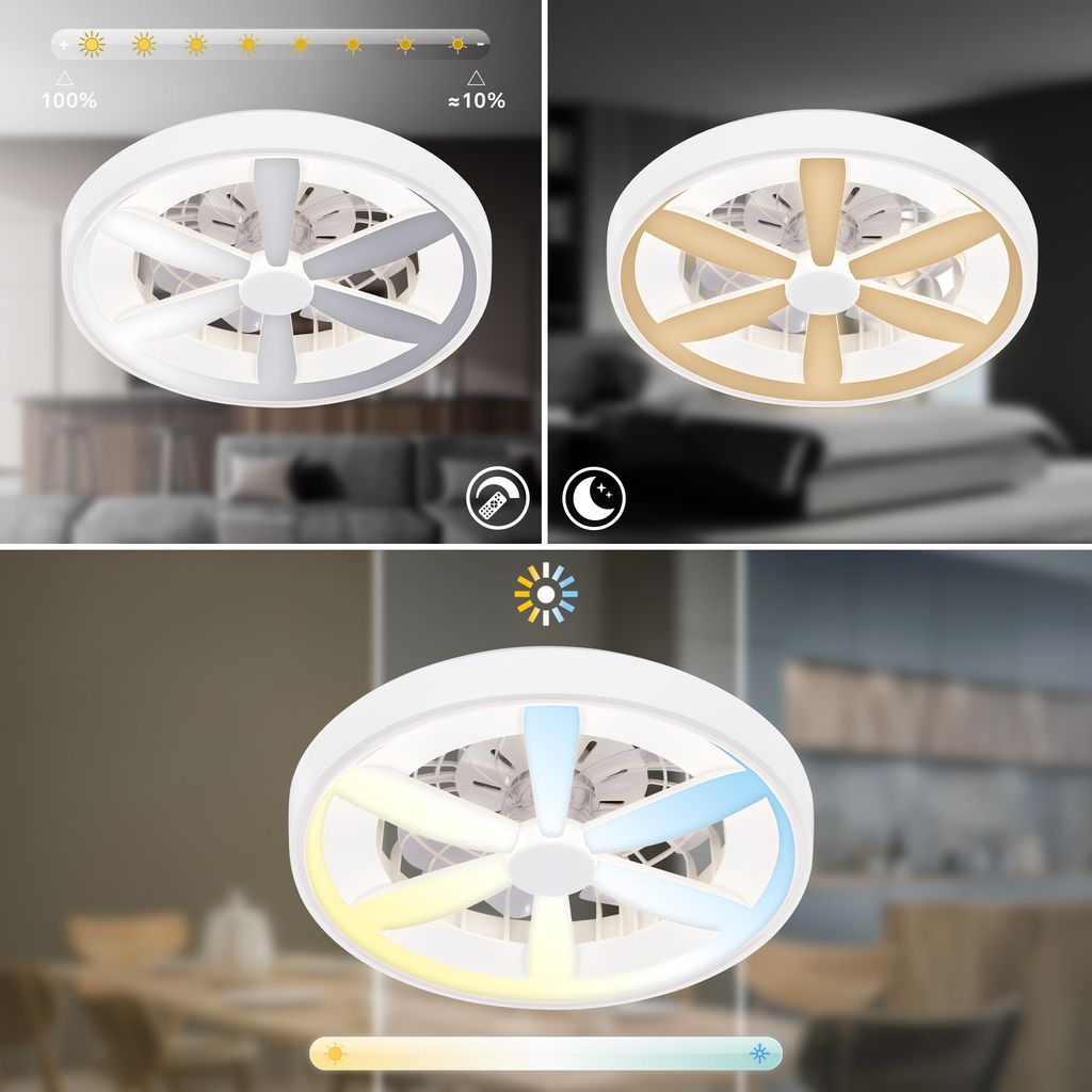 Deckenventilator mit Beleuchtung Fernbedienung Ventilator Dimmbar RGBIC CCT 3