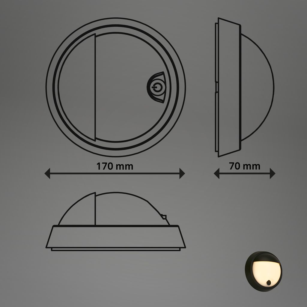 Puni LED Wandleuchte Aussen, Akku, Touchdimmer 3 stufig, Timer, Schwarz