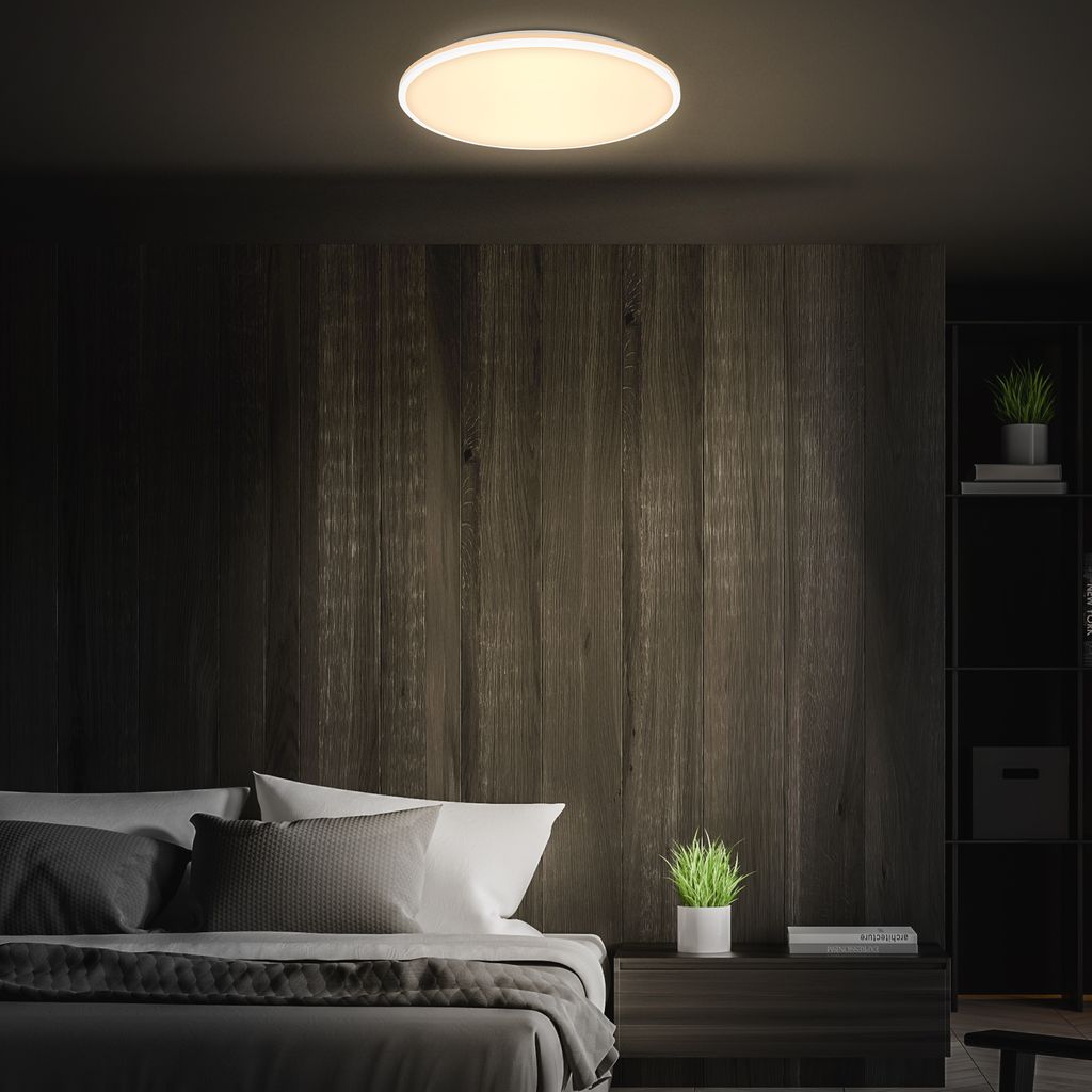 Briloner Pulup LED plafondlamp, traploos dimbaar, afstandsbediening, wit