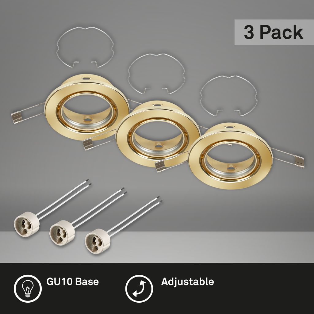3er Set Einbauleuchte, Ø 8,6 cm, Gold