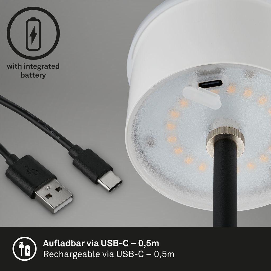 LED Lampada da tavolo a batteria 38 cm 2,6W 280lm argento antico