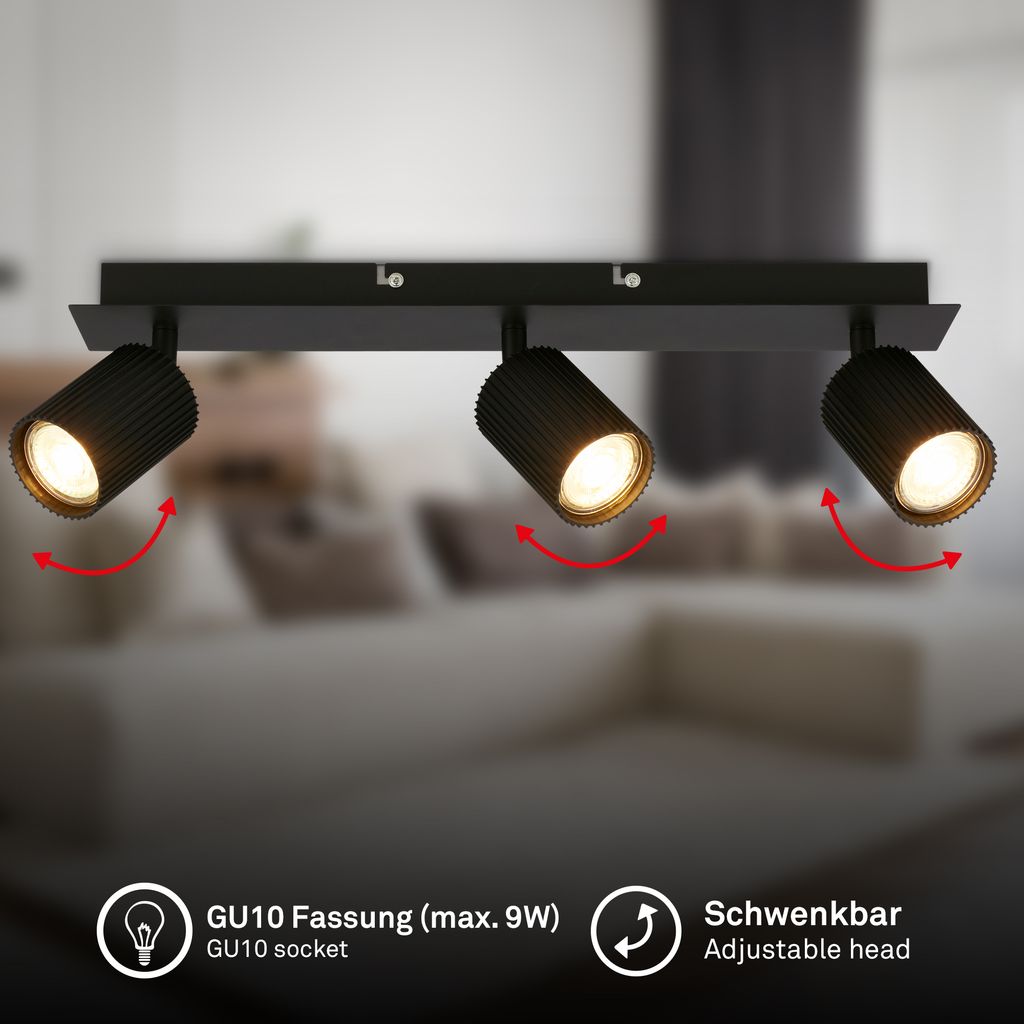 Ida Ceiling Spotlight 45 cm - GU10 Socket, max. 9W, Adjustable, Black
