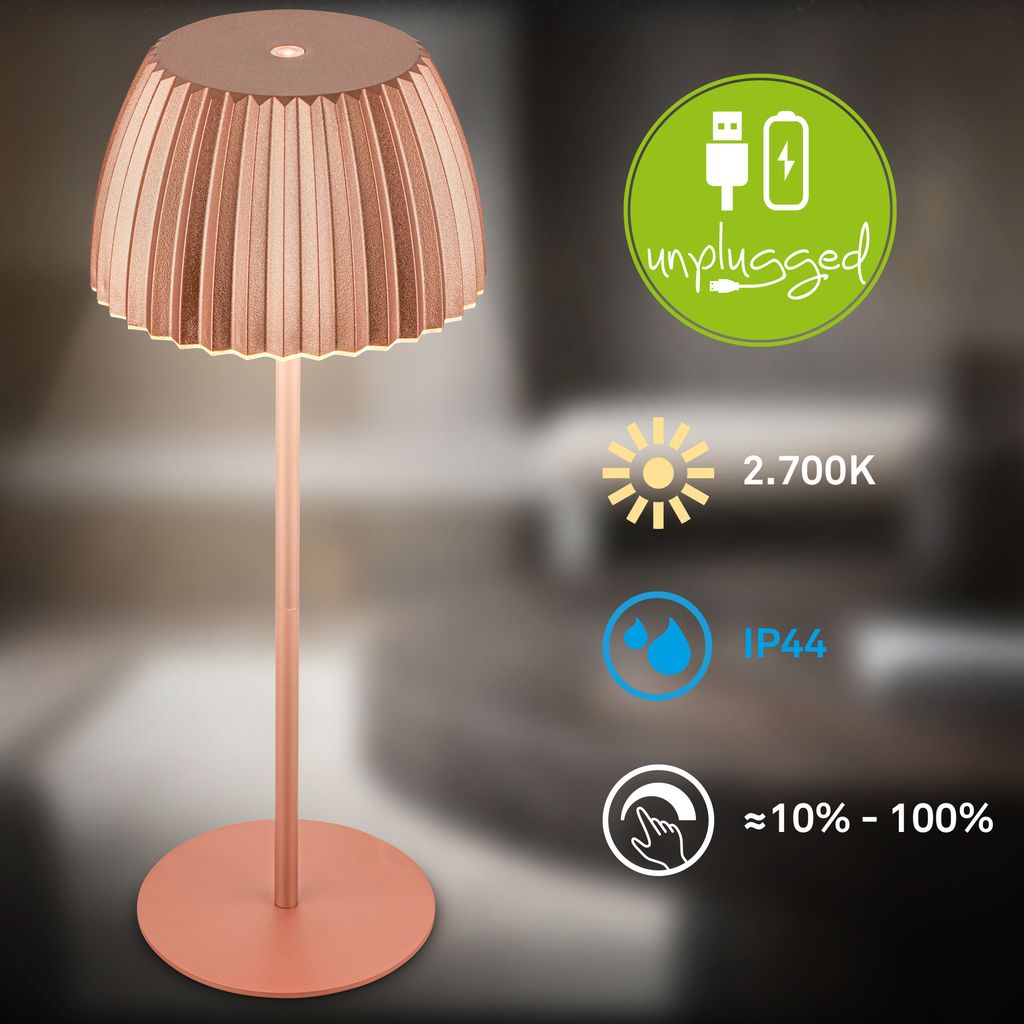 LED Tischlampe Akku LED Tischleuchte Dimmbar Kabellos Touch Aussen/Innen 8
