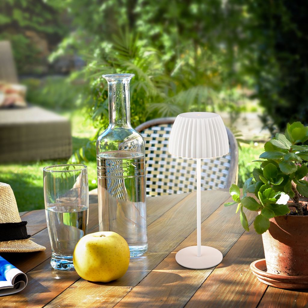 Riffle LED Tischlampe Akku Tischleuchte Höhenverstellbar Dimmbar Kabellos Weiß 7