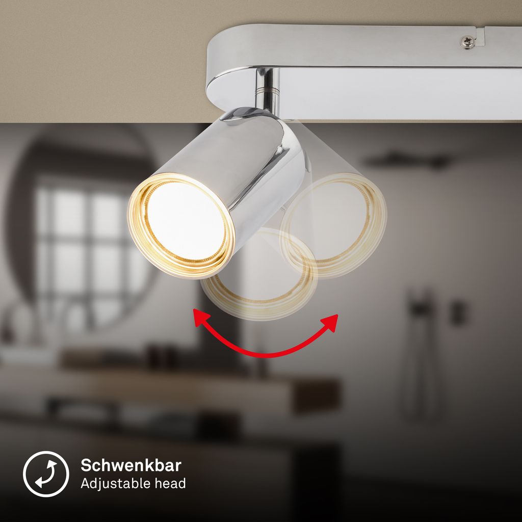 Nerida Ceiling Spotlight 27 cm - GU10 Socket, max. 9W, Adjustable, IP44, Chrome