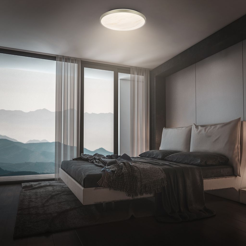 Competo Deckenleuchte Ø33 cm - 17,5W, 2400lm, LED, Warmweiß, Marmoroptik, Nickel-matt