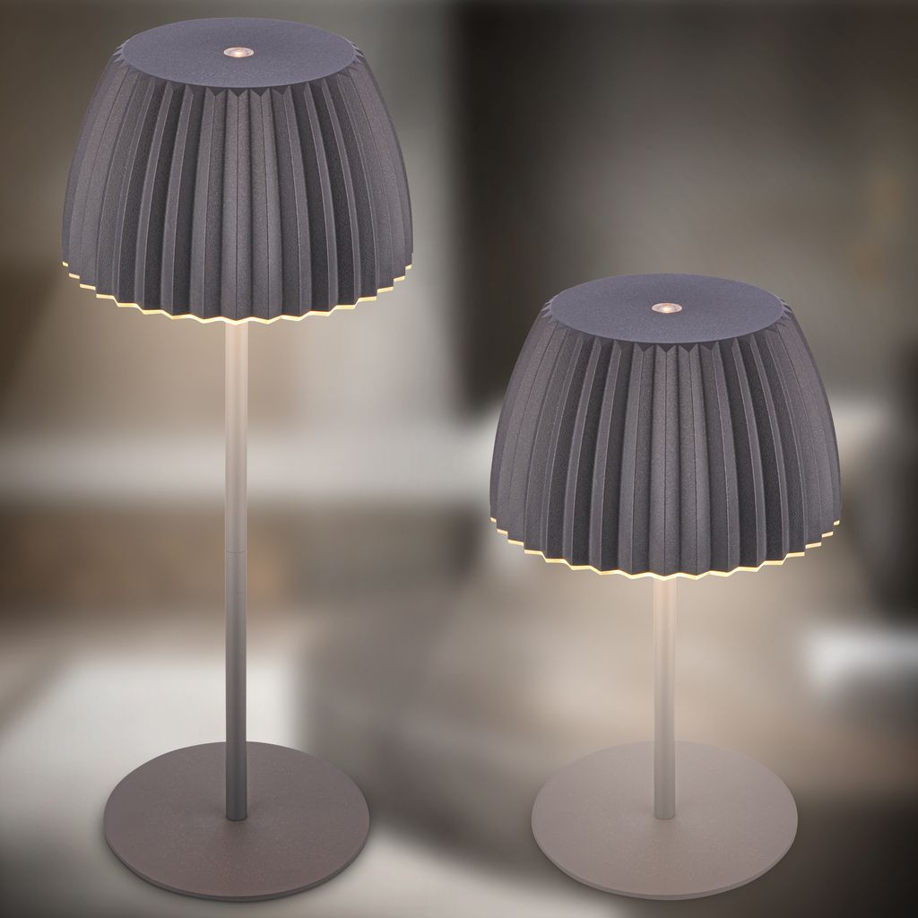 Riffle Rechargeable Table Lamp 36,5 cm - 2W, 200lm, Cordless, LED, Dimmable, Touch, German Design Award Winner 2025, Anthracite